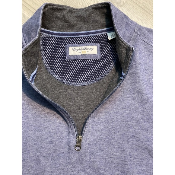 Men's 1/4 Zip Pullover Shirt Size L Mock Neck Long Sleeve Blue SUPER SOFT COMFY - Picture 4 of 16